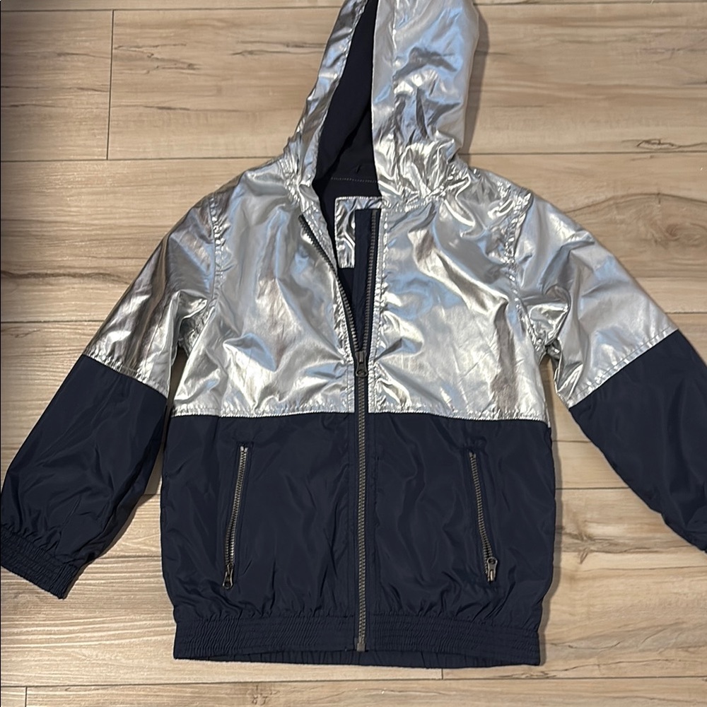 EUC Hatley Size 6 Silver and Blue Hooded Jacket